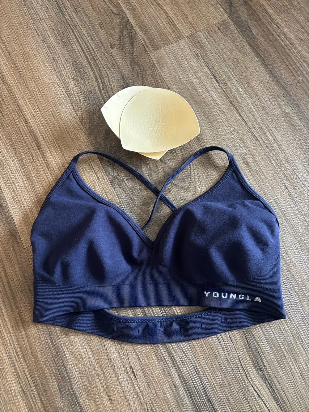 YoungLA Navy Cross-Strap Light Support Sports Bra